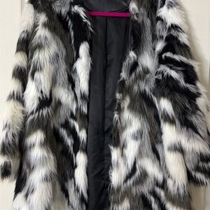 Black and White Faux Fur Jacket